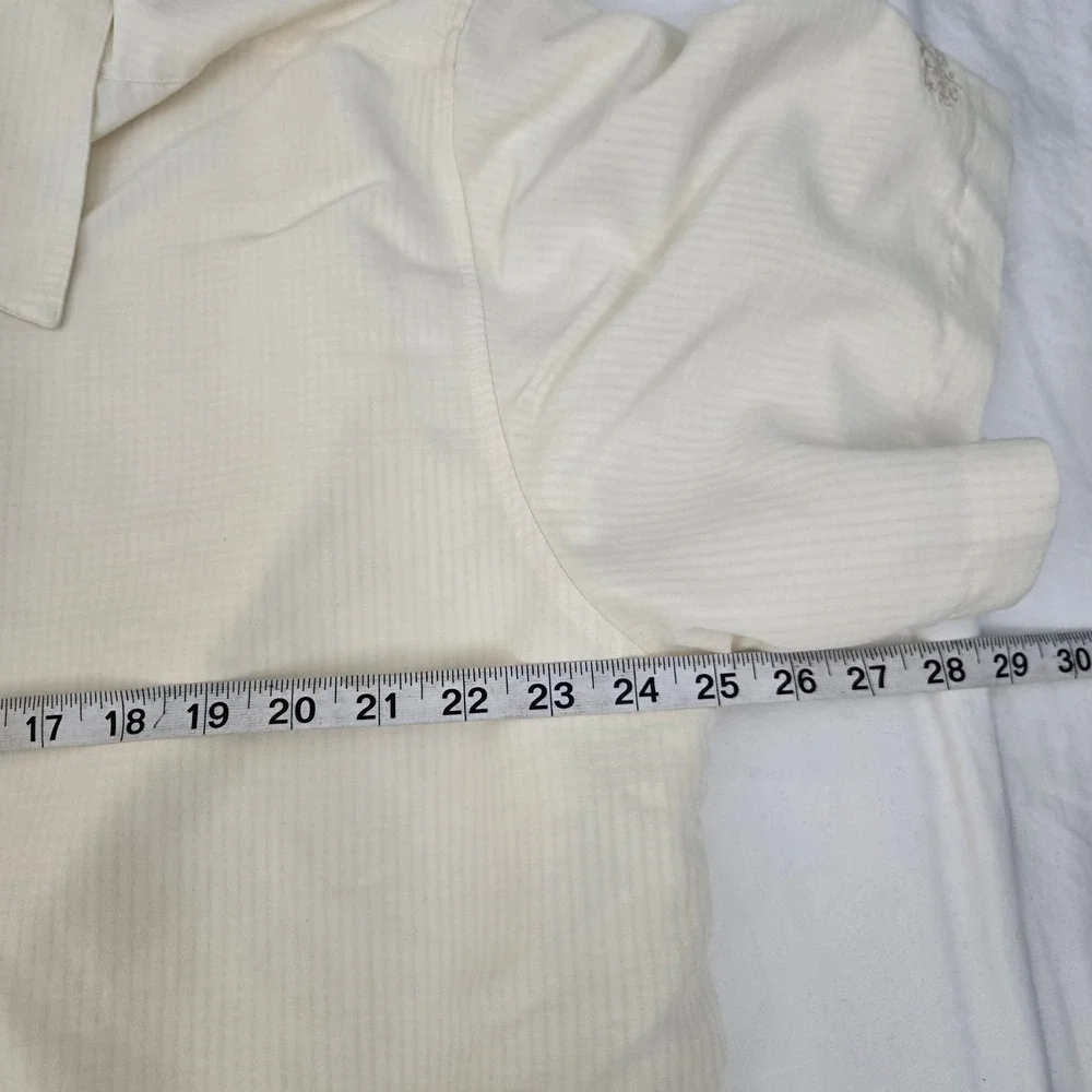 Vintage Rainforest Cafe Shirt Mens XL Beige Embroidered Seersucker‎ Rayon Blend